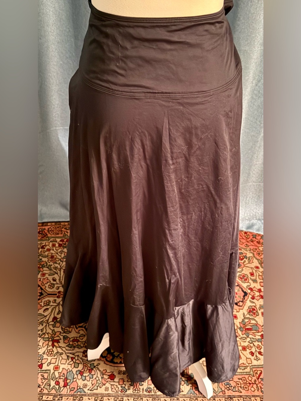 FARM Rio Black Flowing Cotton  Maxi Skirt with Flounce Hem - Picture 2 of 5